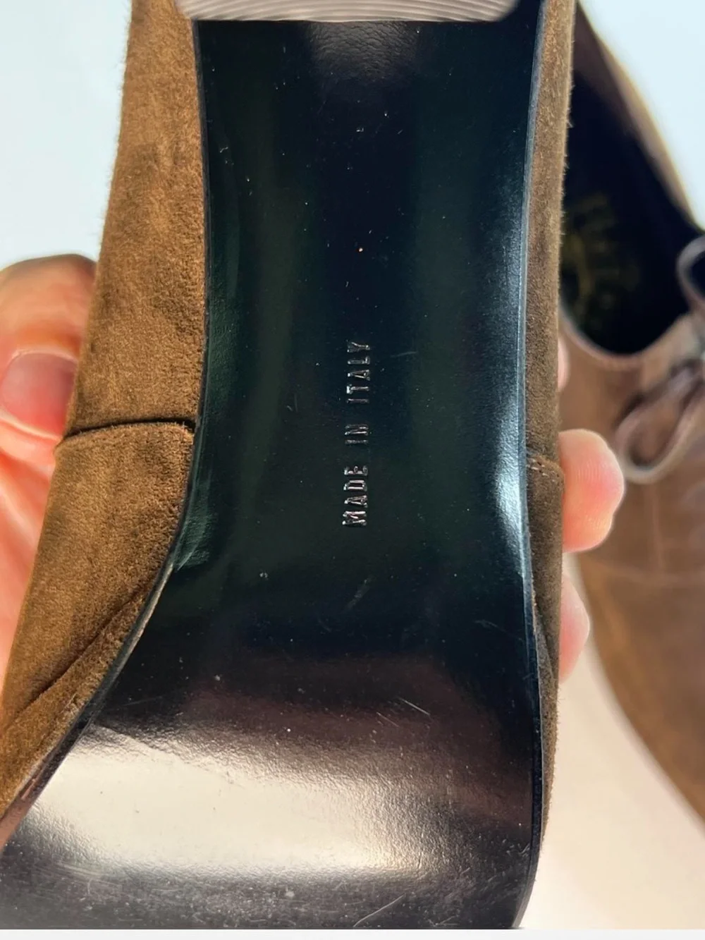 Vintage Ferragamo brown suede lace up platform heels 8.5 NARROW